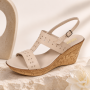 sandale dama bej din piele naturala cu platforma ortopedica si catarama S46BEJBOX